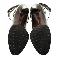 مملوكة مسبقًا Tod's Black Leather Cross Strap Pumps Size 36.5