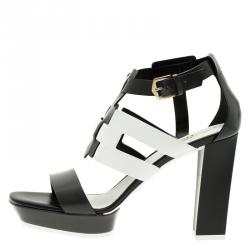 Pre Owned Tod's Two Tone Leather Cutout Platform Sandals Size 39.5