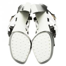 Pre Owned Tod's Two Tone Leather Cutout Platform Sandals Size 39.5