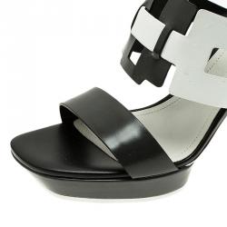 Pre Owned Tod's Two Tone Leather Cutout Platform Sandals Size 39.5
