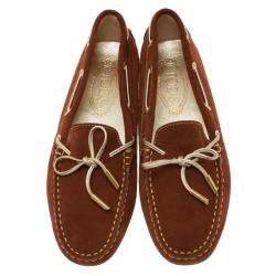 Pre Owned Tod's Brown Suede Bow Loafers Size 38