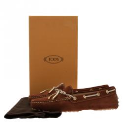 Pre Owned Tod's Brown Suede Bow Loafers Size 38