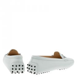 Pre Owned Tod's White Patent Horsebit Loafers Size 40