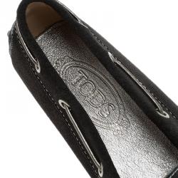 Pre Owned Tod's Black Suede Bow Loafers Size 39