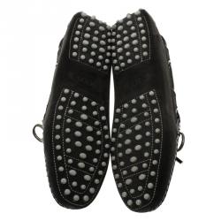 Pre Owned Tod's Black Suede Bow Loafers Size 38