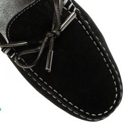 Pre Owned Tod's Black Suede Bow Loafers Size 38