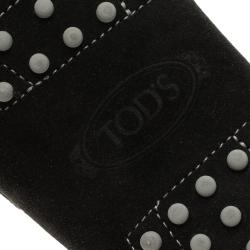 Pre Owned Tod's Black Suede Bow Loafers Size 38