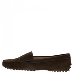 Pre Owned Tod's Brown Suede Penny Loafers Size 40
