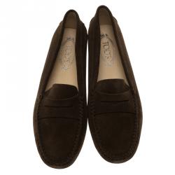 Pre Owned Tod's Brown Suede Penny Loafers Size 40