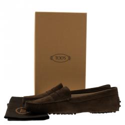 Pre Owned Tod's Brown Suede Penny Loafers Size 40