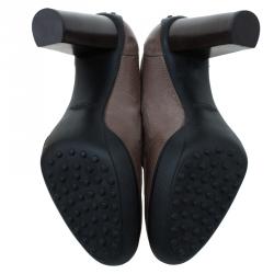 Pre Owned Tod's Grey Leather Loafer Platform Pumps Size 40