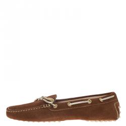 Pre Owned Tod's Brown Suede Bow Loafers Size 39
