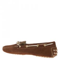 Pre Owned Tod's Brown Suede Bow Loafers Size 39