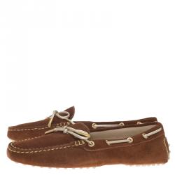 Pre Owned Tod's Brown Suede Bow Loafers Size 39