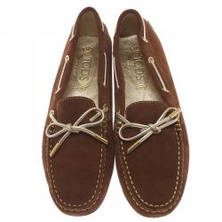Pre Owned Tod's Brown Suede Bow Loafers Size 39