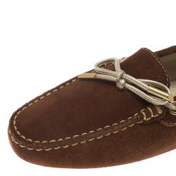Pre Owned Tod's Brown Suede Bow Loafers Size 39