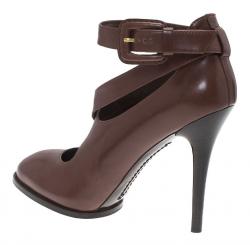 Pre Owned Tod's Brown Leather Cross Strap Pumps Size 39.5