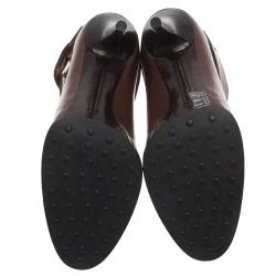 Pre Owned Tod's Brown Leather Cross Strap Pumps Size 39.5