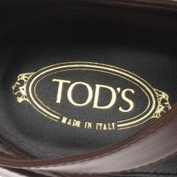 Pre Owned Tod's Brown Leather Cross Strap Pumps Size 39.5