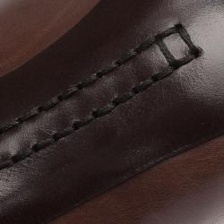 Pre Owned Tod's Brown Leather Cross Strap Pumps Size 39.5