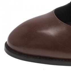 Pre Owned Tod's Brown Leather Cross Strap Pumps Size 39.5