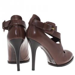 Pre Owned Tod's Brown Leather Cross Strap Pumps Size 39