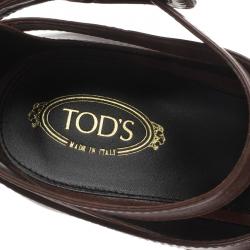 Pre Owned Tod's Brown Leather Cross Strap Pumps Size 39