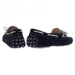 Pre Owned Tod's Blue Suede Bow Loafers Size 39