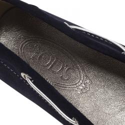 Pre Owned Tod's Blue Suede Bow Loafers Size 39