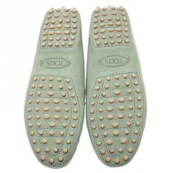 مملوكة مسبقًا Tod's Pistachio Green Nubuck Bow Loafers Size 40