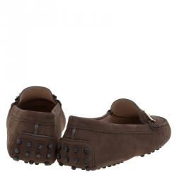 Pre Owned Tod's Brown Suede Horsebit Loafers Size 37