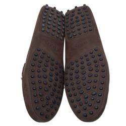 Pre Owned Tod's Brown Suede Horsebit Loafers Size 37