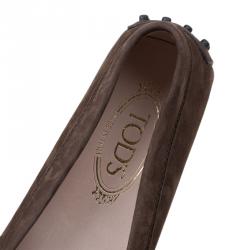 Pre Owned Tod's Brown Suede Horsebit Loafers Size 37