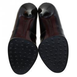 Pre Owned Tod's Black Leather and Zebra Print Hair On Ankle Boots Size 37