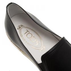 Pre Owned Tod's Black Leather Espadrille Skate Sneakers Size 40