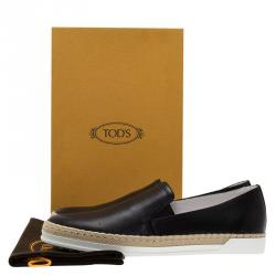 Pre Owned Tod's Black Leather Espadrille Skate Sneakers Size 40