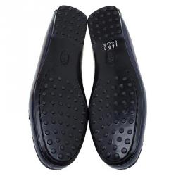 Pre Owned Tod's Blue Patent Penny Loafers Size 38.5