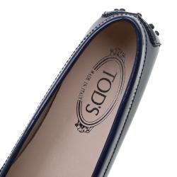 Pre Owned Tod's Blue Patent Penny Loafers Size 38.5