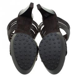 Pre Owned صندل سلايد تودز جلد بني بسيور مقاس 39