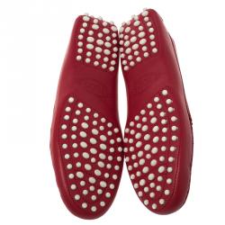 Pre Owned Tod's Red Leather Penny Loafers Size 36.5