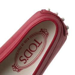 Pre Owned Tod's Red Leather Penny Loafers Size 36.5