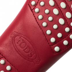 Pre Owned Tod's Red Leather Penny Loafers Size 36.5