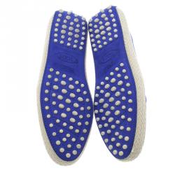 مملوكة مسبقًا Tod's Cobalt Blue Suede Espadrille Skate Sneakers Size 38