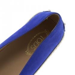 مملوكة مسبقًا Tod's Cobalt Blue Suede Espadrille Skate Sneakers Size 38