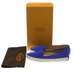 مملوكة مسبقًا Tod's Cobalt Blue Suede Espadrille Skate Sneakers Size 38