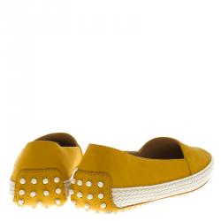 مملوكة مسبقًا Tod's Mustard Yellow Suede Espadrille Skate Sneakers Size 37.5