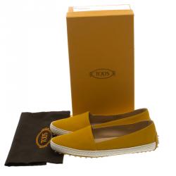 مملوكة مسبقًا Tod's Mustard Yellow Suede Espadrille Skate Sneakers Size 37.5