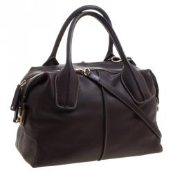 Pre Owned Tod's Dark Brown Leather D Cube Bowler Bag