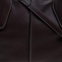 Pre Owned Tod's Dark Brown Leather D Cube Bowler Bag