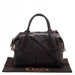 Pre Owned Tod's Dark Brown Leather D Cube Bowler Bag